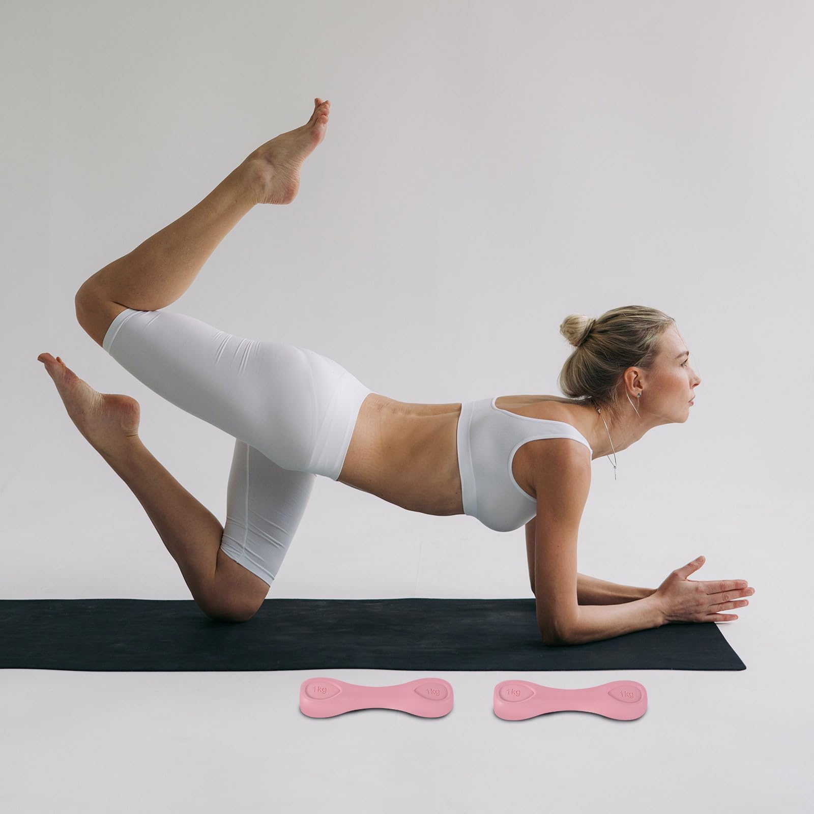2 Piezas Mancuernas de Hierro Fundido Rosa para Mujer | Diseño Ligero, Agarre Cómodo Antideslizante, para Fuerza y Tonificación Muscular, Uso Doméstico