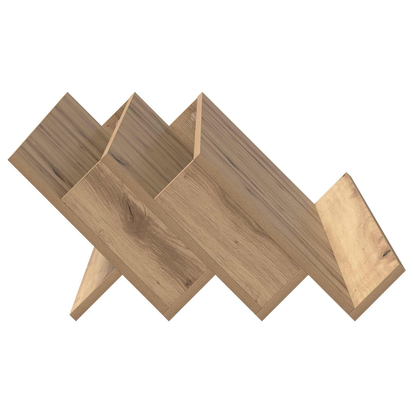 Regał na magazyny Artisan dąb drewnopochodny 90 x 53 x 28,5 cm z 3 półkami na deski, uniwersalny stojak na czasopisma i uchwyt na magazyny do salonu, biura, przedpokoju i kącika do czytania