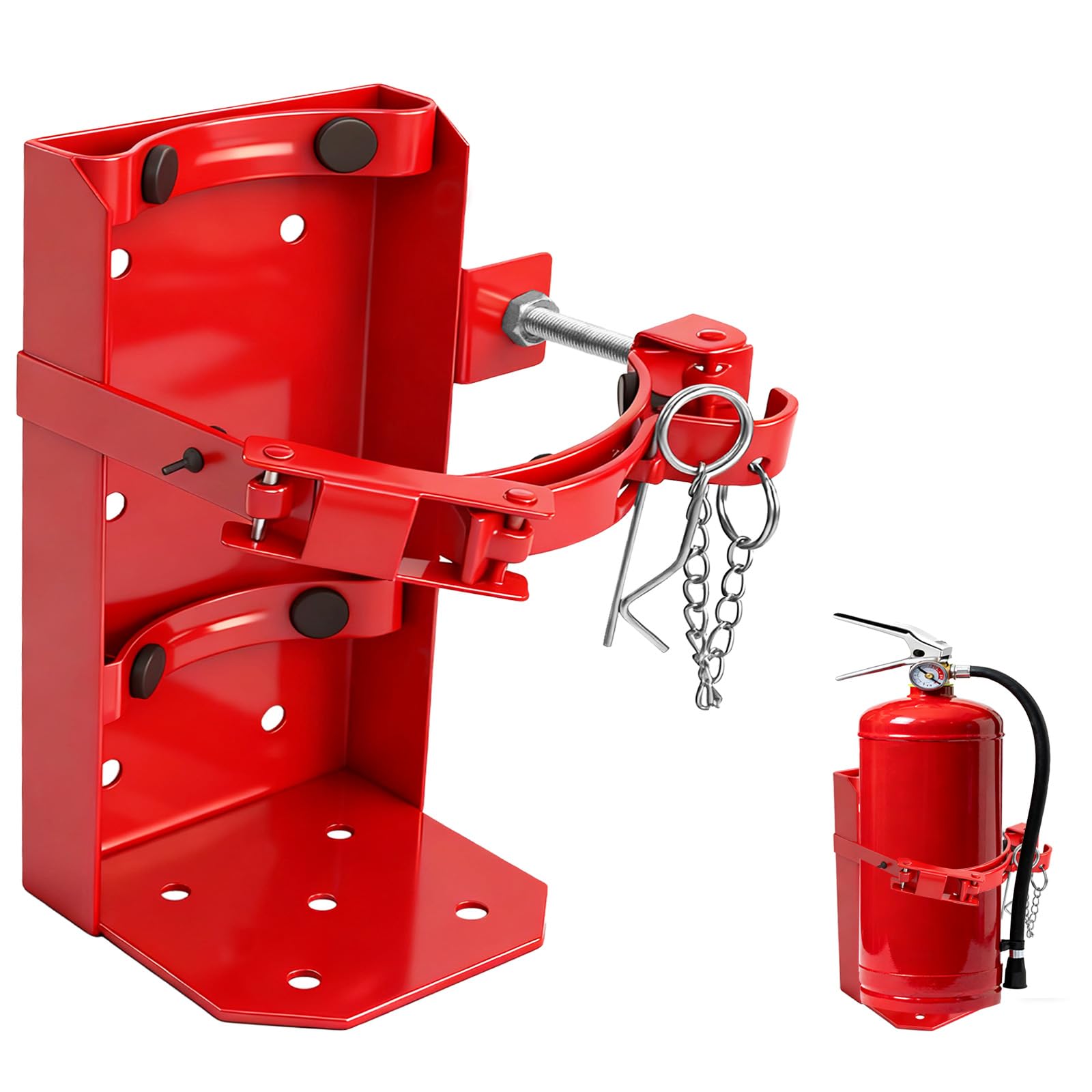 Soporte para extintor de incendios, resistente para extintor de incendios de acero St12, se adapta a extintores de CO2 de 10 libras seco/5 libras para escuela, garaje, camión, barco (rojo, 10 libras)