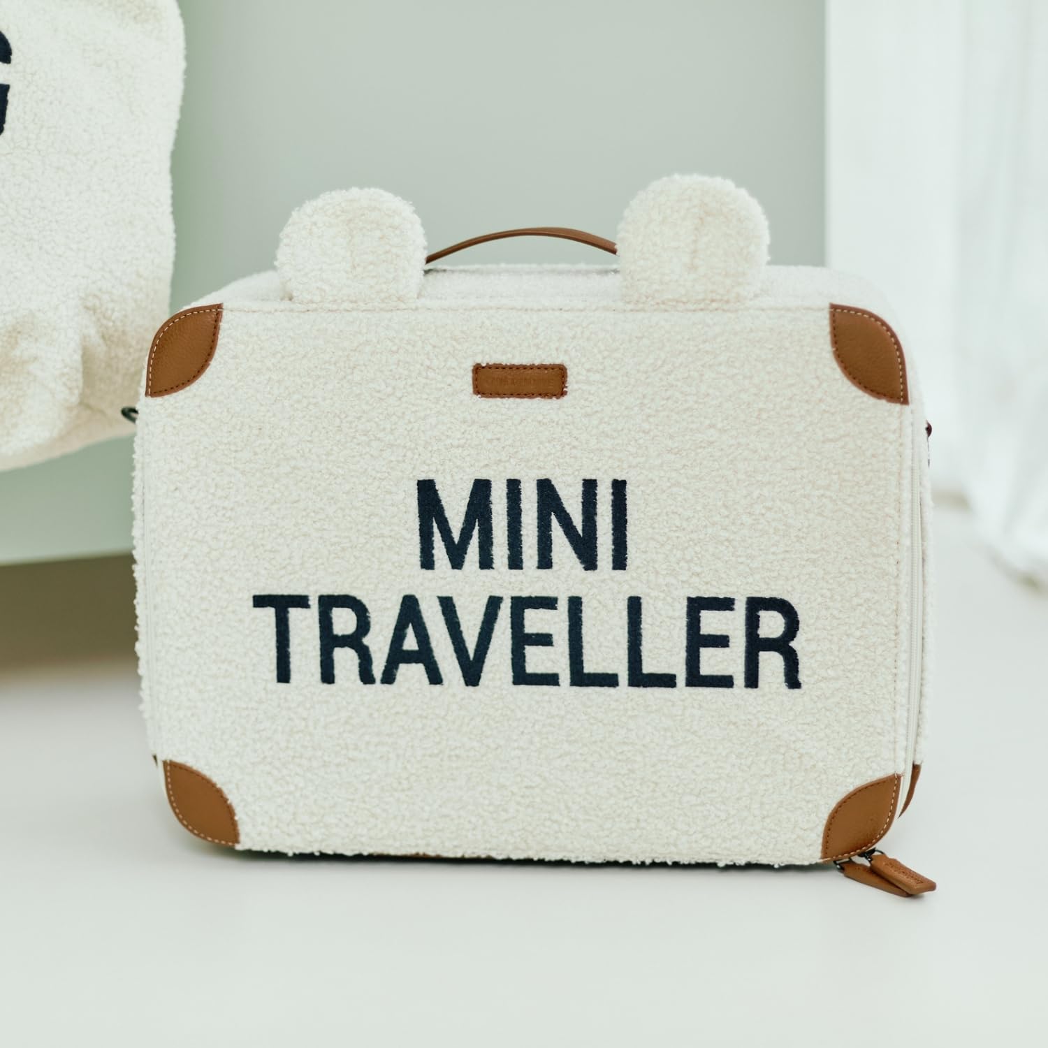 CHILDHOME, Valigia per bambini, Week-end, Dimensione cabina, Compatta, Solida, Maniglia per il trasporto, Etichetta con nome, Design, Materiale morbido, Mini Traveller, Teddy Ecru