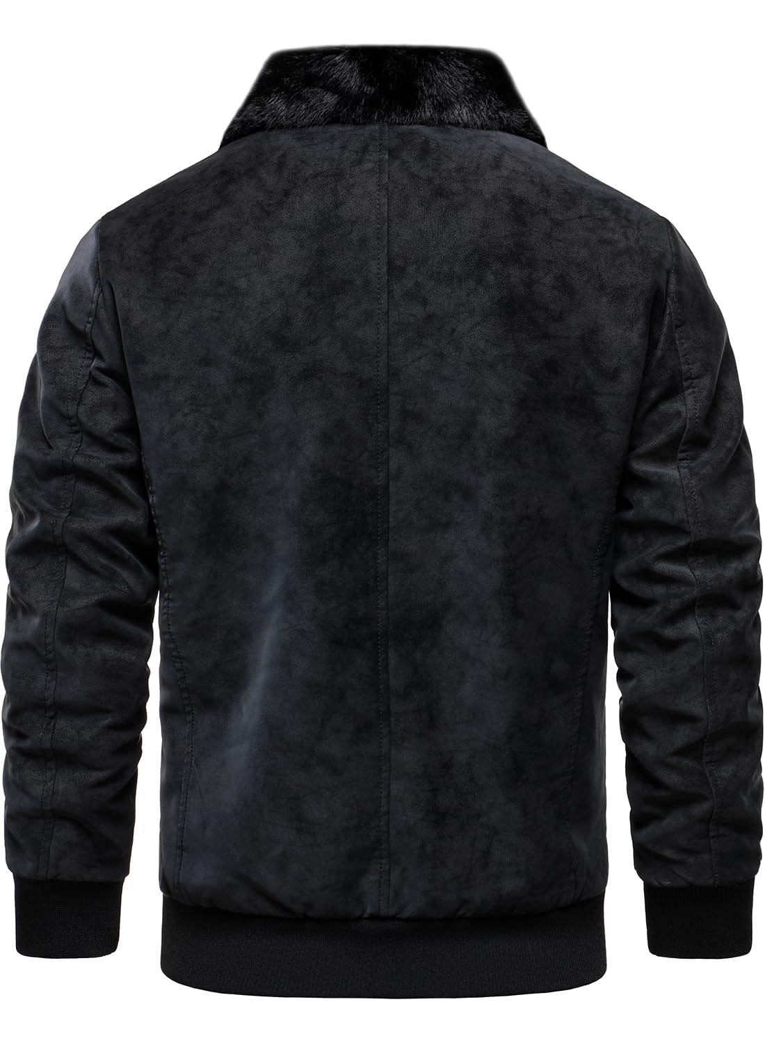 HOOD CREW Herren Kunstpelz Bomberjacke Fleece Gefütterte Winterjacke Vintage Kunstleder Jacke Mit Pelzkragen