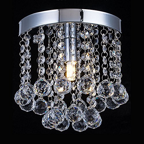 Chandelier Crystal Lighting,Modern Flush Mount Crystal Ceiling Light Fixture,Rain Drop Pendant Ceiling Lamp for Hallway,Dining Room,Bedroom,H7.3 X W7.9