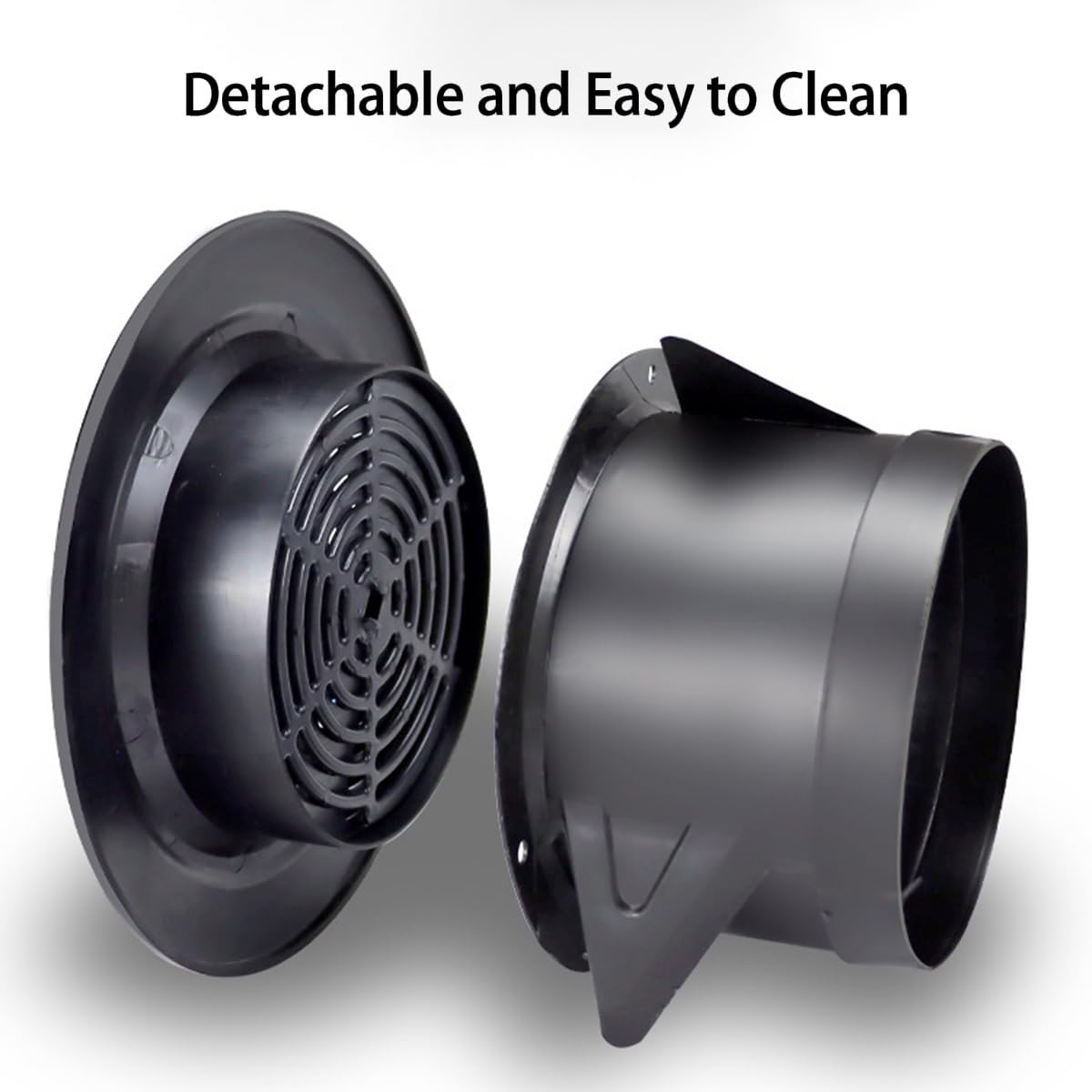 Griglia di ventilazione a parete regolabile rotonda in plastica ABS | ABS regolabile rotondo nero da 75-200 mm: ventilazione con canalizzazione a parete for bagno, cucina, ufficio(150mm)