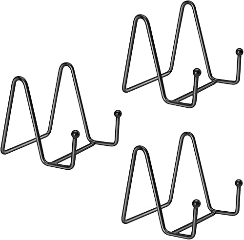 Miniatura 1 de Kruodop Paquete de 3 soportes de placa para exhibición, soporte de placa de 4 pulgadas, soporte de marco de metal para libros, imágenes, caballete