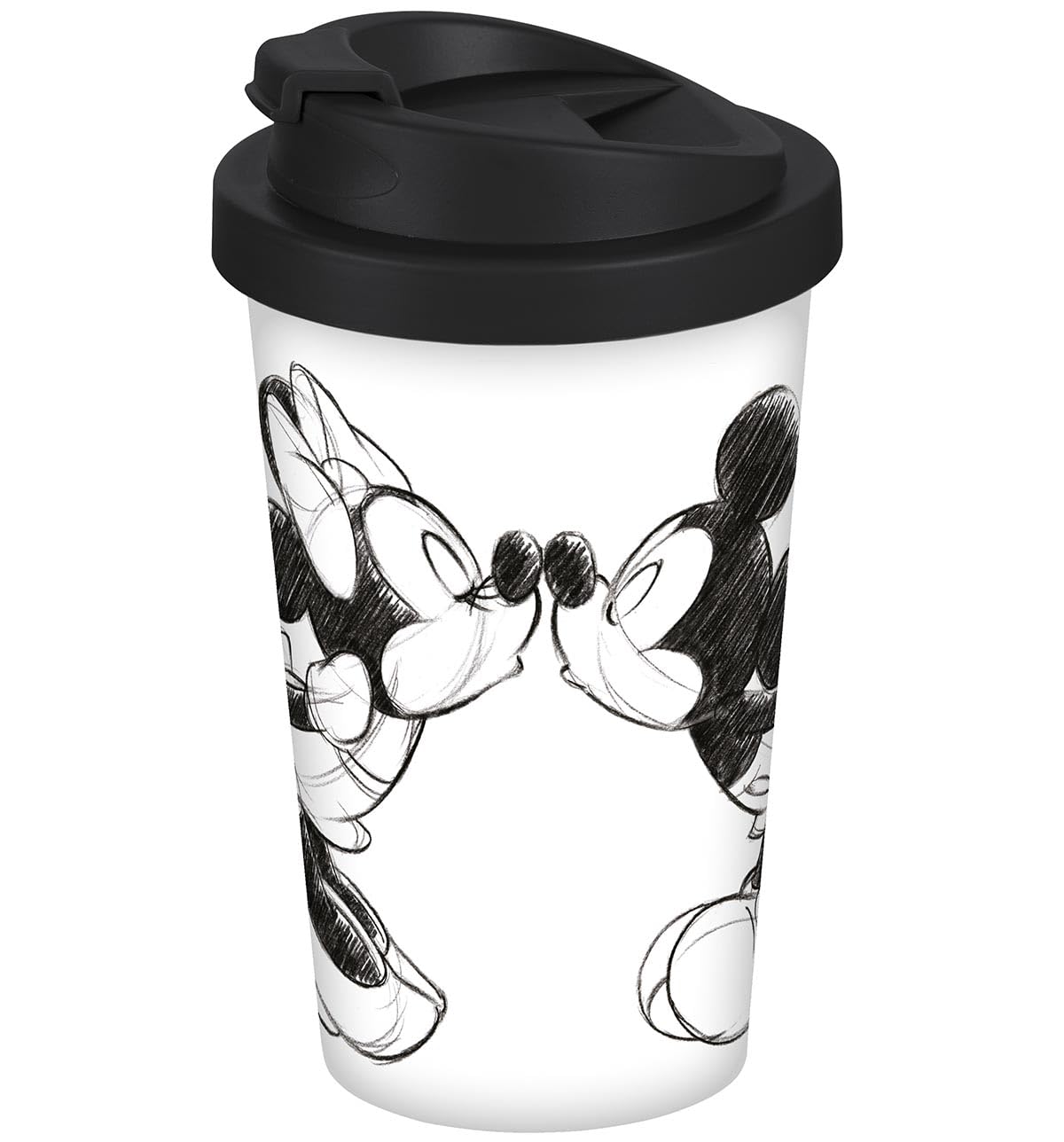 Coffee to Go Mug Mickey Kiss Sketch Silver Grey 400 ml