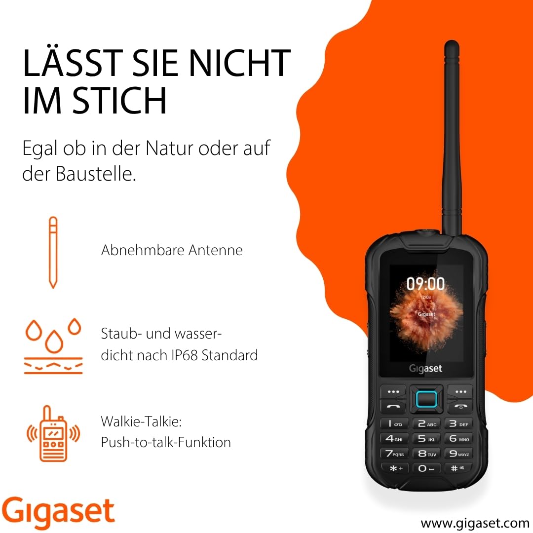 Gigaset GLX8 ACTIVE – Robustes 4G-Outdoor-Tastenhandy mit Walkie-Talkie-Funktion – Staub- & wasserdicht IP68 Schutzklasse – Dual SIM – ohne Vertrag – 2,4 Zoll LCD-Display, Schwarz/Petrol
