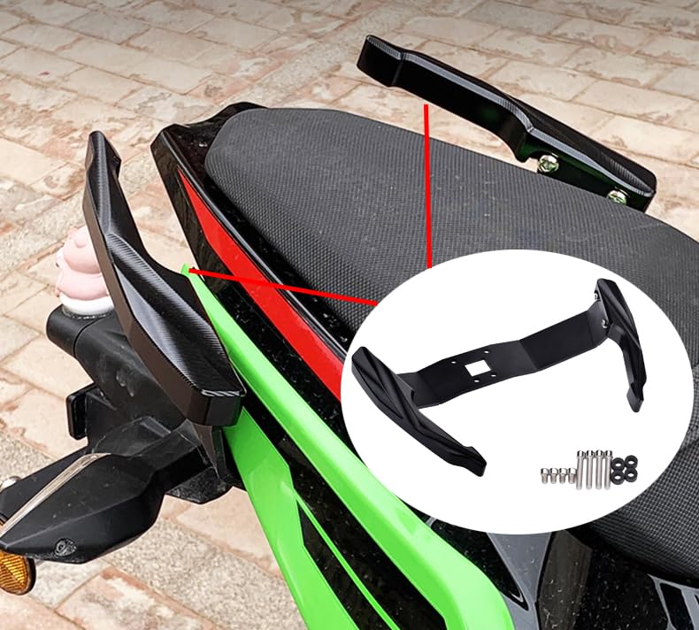motokano Motorcycle Rear Pillion Passenger Grab Bar Seat Side Hand Rail Handle Compatible with Kawasaki NINJA400 NINJA250 Z400 Z250 (black)