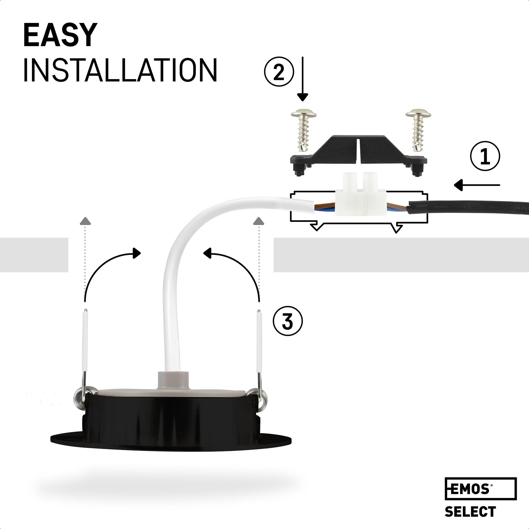 EMOS Incasso per Cartongesso 5W / 450 Lumen | Faretti LED soffitto da incasso 4000K Luce Bianco naturale | Set di 6 pezzi Spot LED Orientabili a 50°, Rotondi e Ultra Piatti in Nero