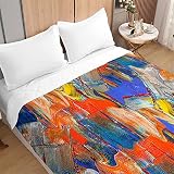 Odot 3D Colcha Bouti Cama 90/150 Verano, 3D Grafiti Patrón Acolchada Colchas Cubre Cama Individual o Matrimonio Multiusos Ligera y Suave Colcha Cama (230x280cm,Graffiti Naranja)