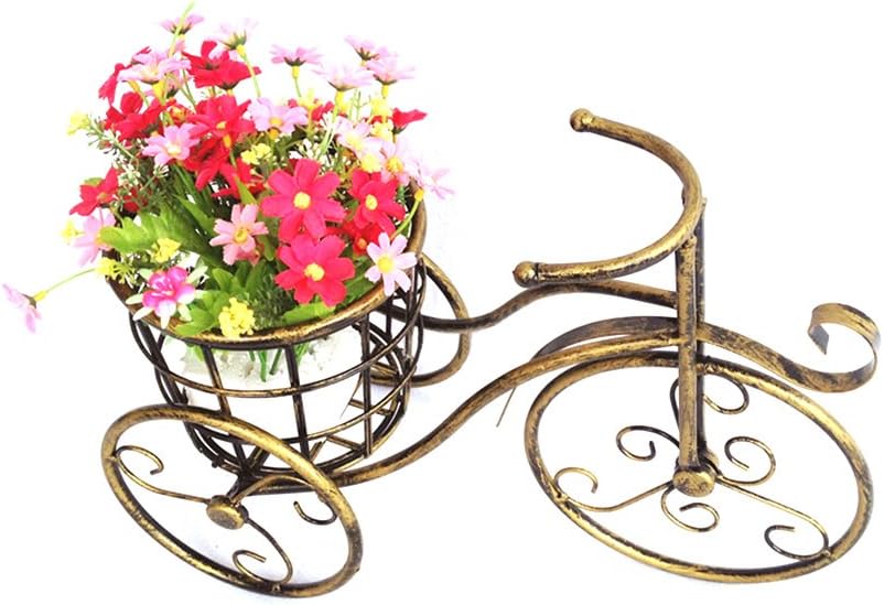 BEITE- Patio Mini Garden Bicycle Iron Plant Stand For Garden Decor, Indoor, Outdoor Decoration ( Color : Bronze )