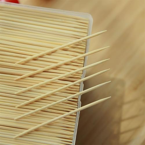 Miniatura 5 de 2500 unidades Palillos de dientes, palillos de madera de bambú, púas redondas de doble cara, palillos de cóctel, con caja de plástico para