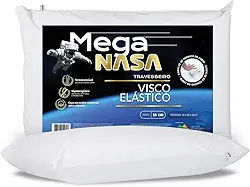 Nap Travesseiro Nasa Alto Mega Viscoelástico Altura 14cm Visco D40 Premium Capa 100% algodão para fronhas 50x70cm - Branco