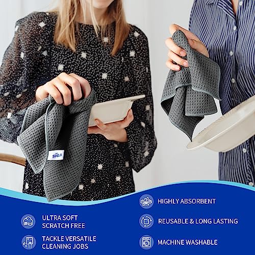 Mr.Siga SJ21876 Waffle Pattern Cleaning Cloths, Reusable Absorbent Microfiber Cleaning Cloths, Lint Free Microfiber Kitchen Towels thumb #5