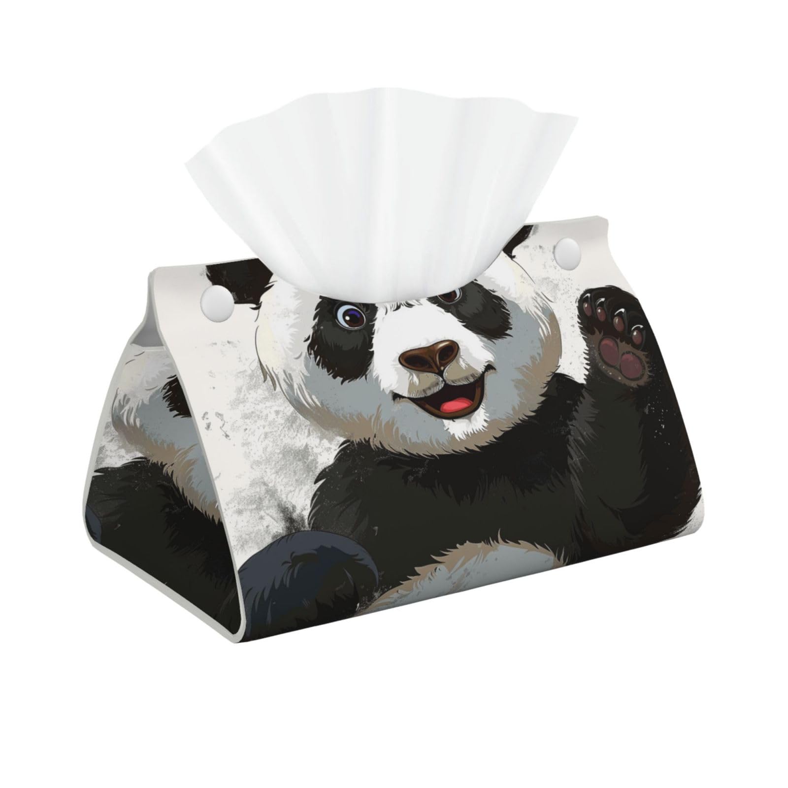 Panda art Print Tissue Box Cover Foldable Tissue Storage Box Leather Tissue Cube Box Holder for Living Room Bedroom Office Car Home Decor