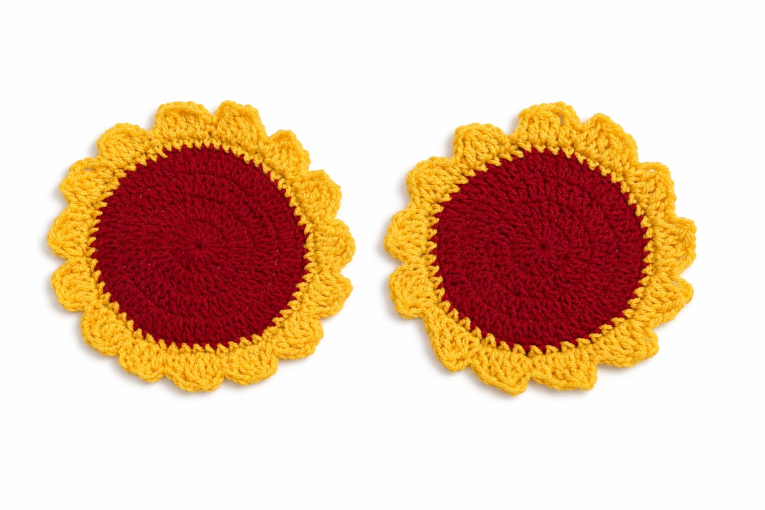 Bhavanya Retails - Handcrafted Crochet Pooja Aasan Mat, Red and Yellow, Flower Shape, 15 cm Diameter, Set of 2, Acrelic Wool Yarn, Easy to Clean/wash, Bhagwan ji ka Aasan, Deepak Aasan-image-36