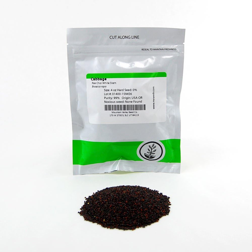 White Stem Pak Choi Cabbage Seeds: 1 Lb - Non-GMO Chinese Pakchoi Sprouting Seeds - Microgreens, Vegetable Gardening