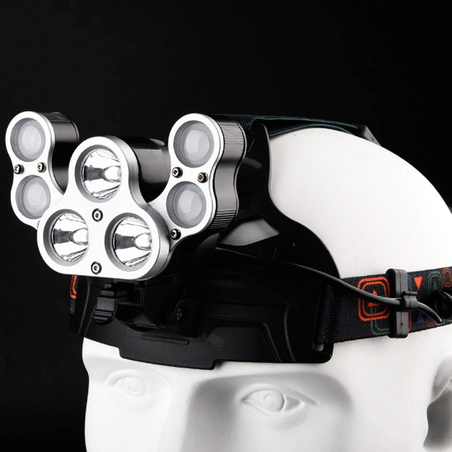 Wodoodporna latarka czołowa z akumulatorem o mocy 5600 lumenów - Ultra jasny reflektor roboczy LED na kemping, piesze wycieczki i na zewnątrz - Zasilany przez USB