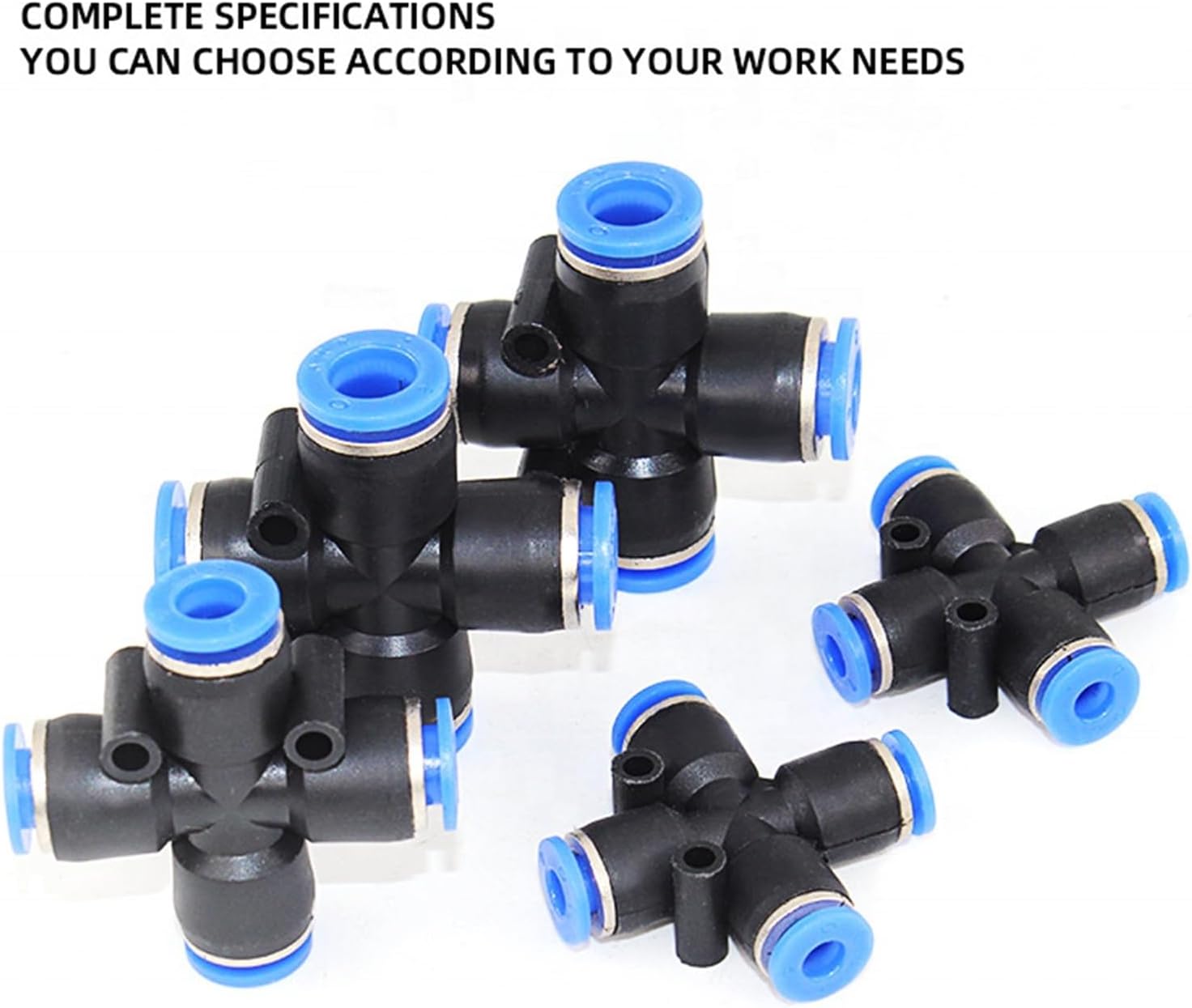 Pneumatic Quick Coupling Push To Quick Connect Union Cross Plastic Air Hose Tube Fitting Pneumatic Connection 10Pcs(PZA12)