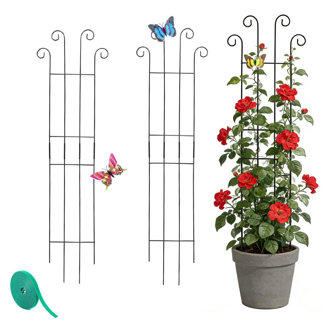 82cm Plant Trellis for Climbing Plants Indoors & Outdoor, Garden Trellis for Potted Plants, Rust-Proof Metal Sturdy Yet Gentle Climbing Stakes Support for Ivy Pothos Hoya Monstera (2)