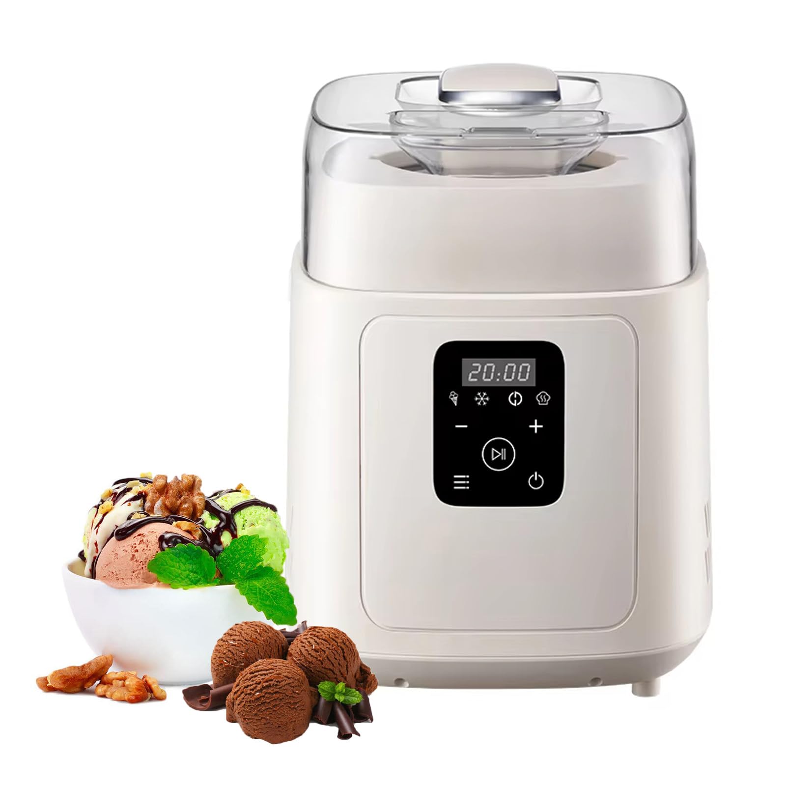 Máquina de Helados pequeña para Uso doméstico: formación rápida en 30 min + Mantenimiento en frío Durante 35 min, Revestimiento Interior Apto para Alimentos, Desmontable