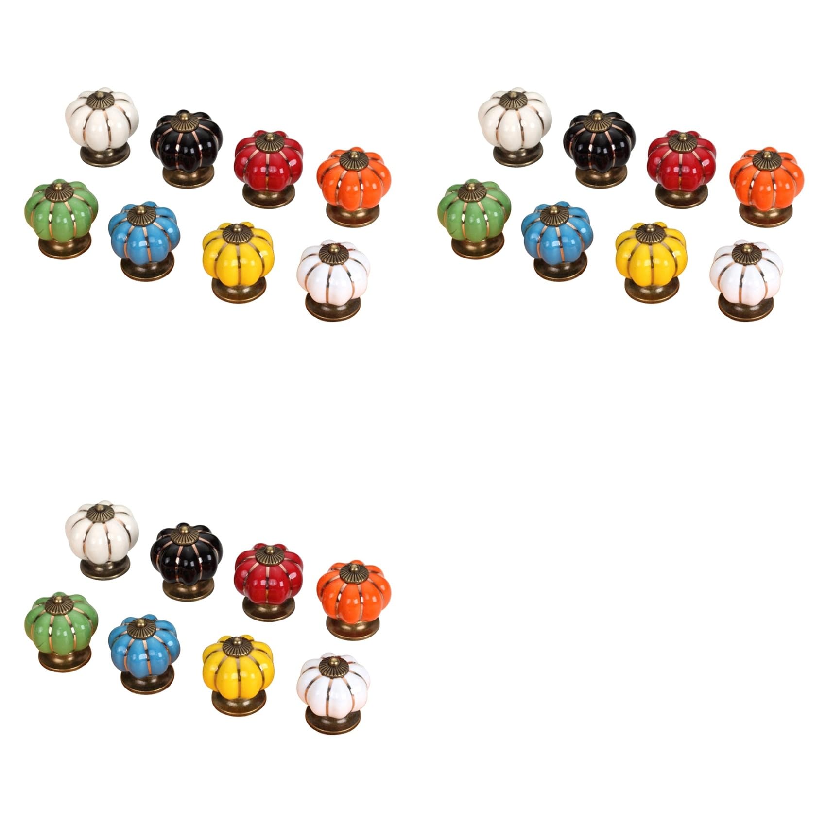 Jnchdghwa As Shown 24Pcs Pumpkin Ceramic Handles 38Mm Drawer Knobs Cupboard Door Handles Single Hole Cabinet Handles