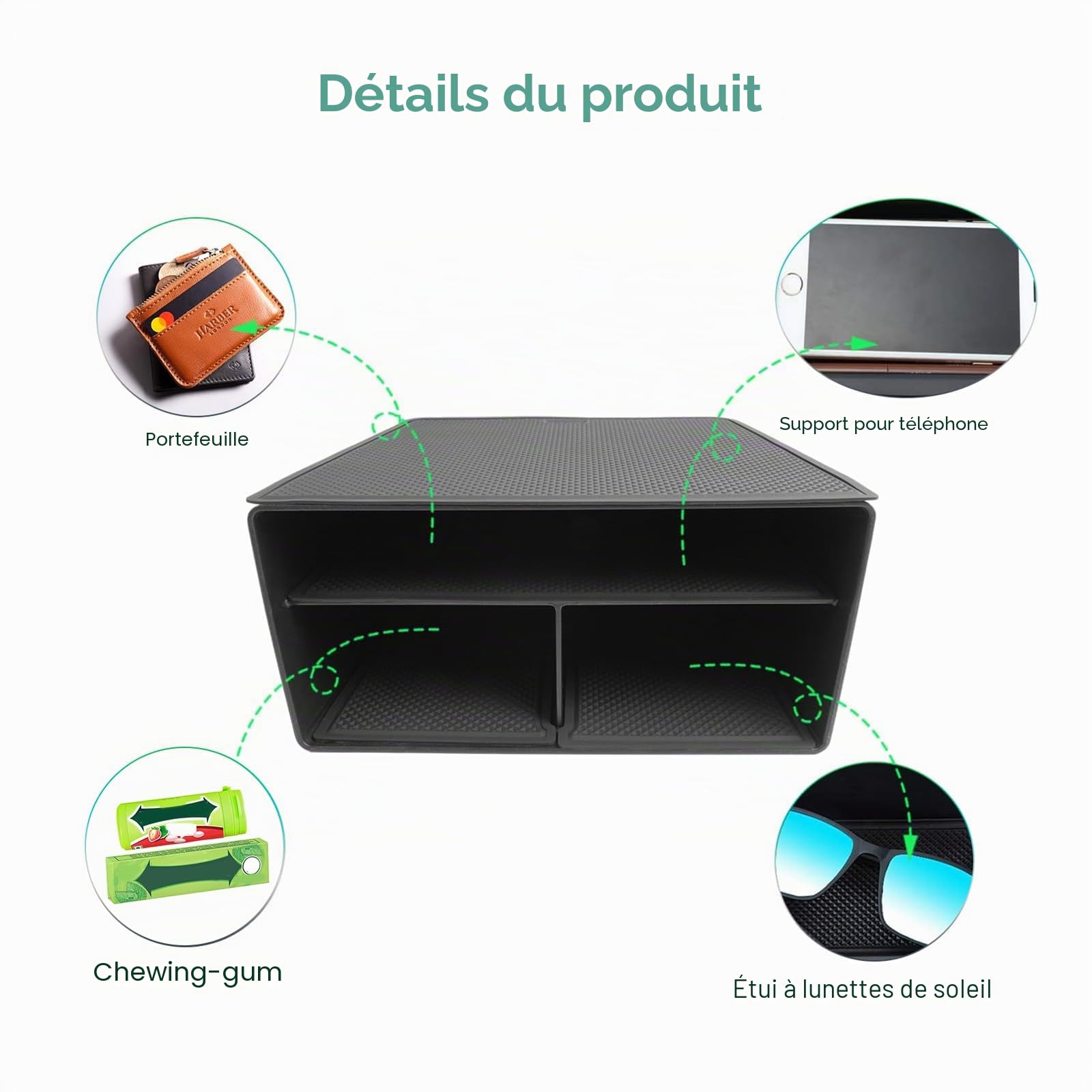 GAFAT Compatible avec Audi Q4 Etron Sportback 2021-2025 2026 Boîte de Rangement pour Console Centrale, Organiseur Plateau Boîte À Gants Bas Console Centrale, Q4 e-tron Accessoires