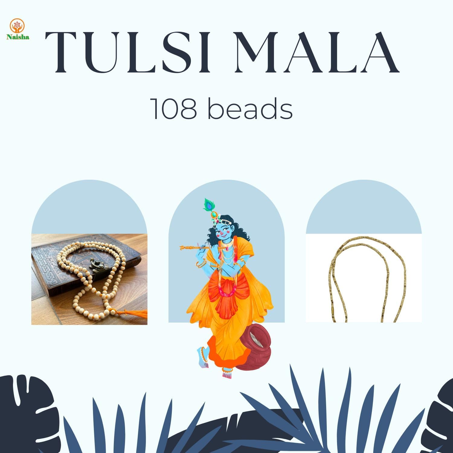 Naisha Tulsi Holy Basil Japa Mala 108+1 Beads & Tulsi Kanthi Mala Tulsi Ki Mala 2 Round Neck Mala Original for Daily Mantra Jaap, (Pack of 2) - Image 7