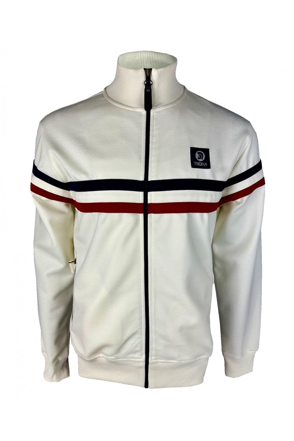 Trojan Men's Ecru Retro Stripe Long-Sleeved Track Top - Tr/9052