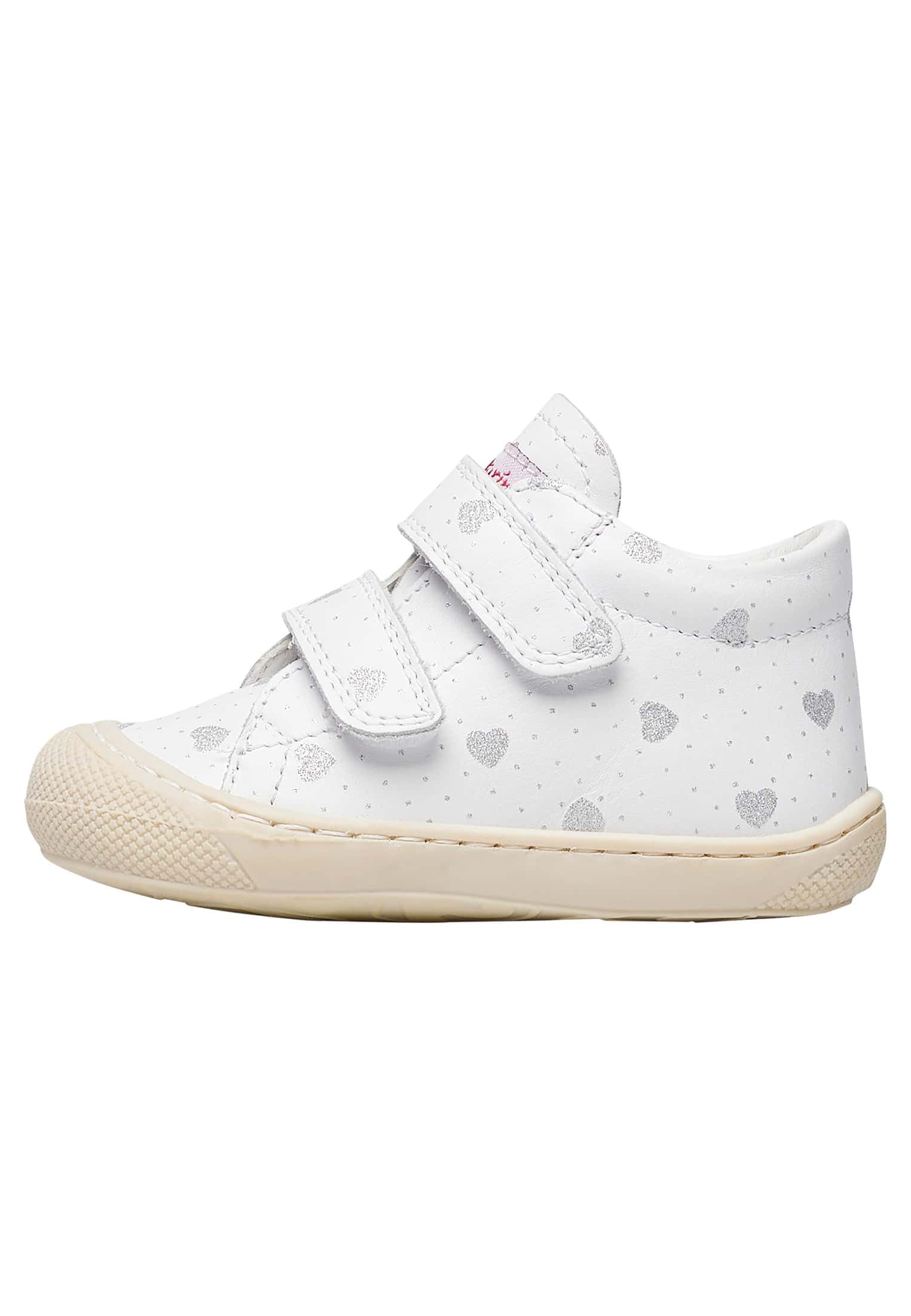 Naturino Cocoon VL-Scarpine Primi Passi in Pelle con Stampa Cuori-Bianco