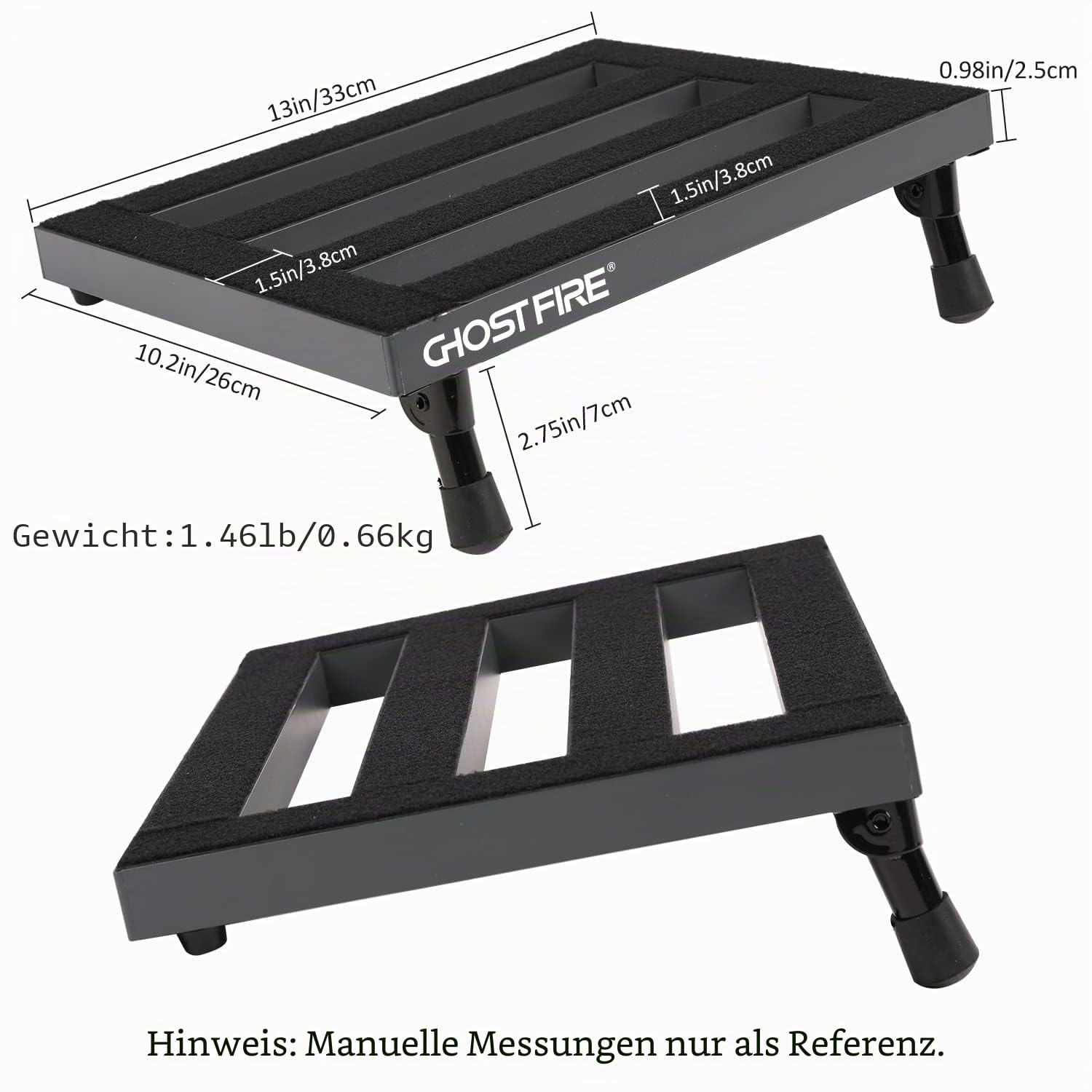 Ghost Fire SPL-2.5 Pedalboard aus Aluminiumlegierung für Gitarre, superleichter Effekt, 34,8 x 26,9 cm, mit Tragetasche