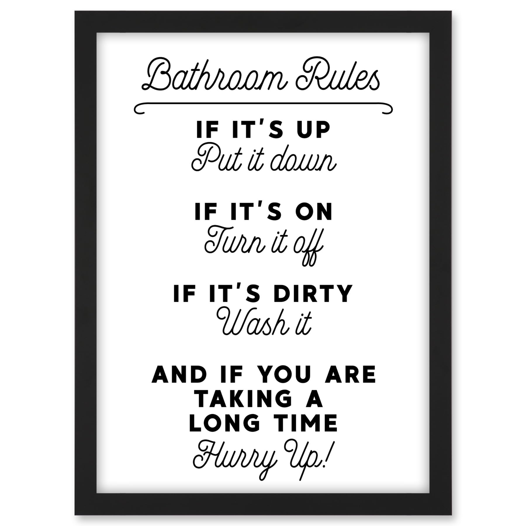 Artery8 Bathroom Decor Wall Art Funny Toilet Humour Sign Artwork Framed A3 Wall Art Print