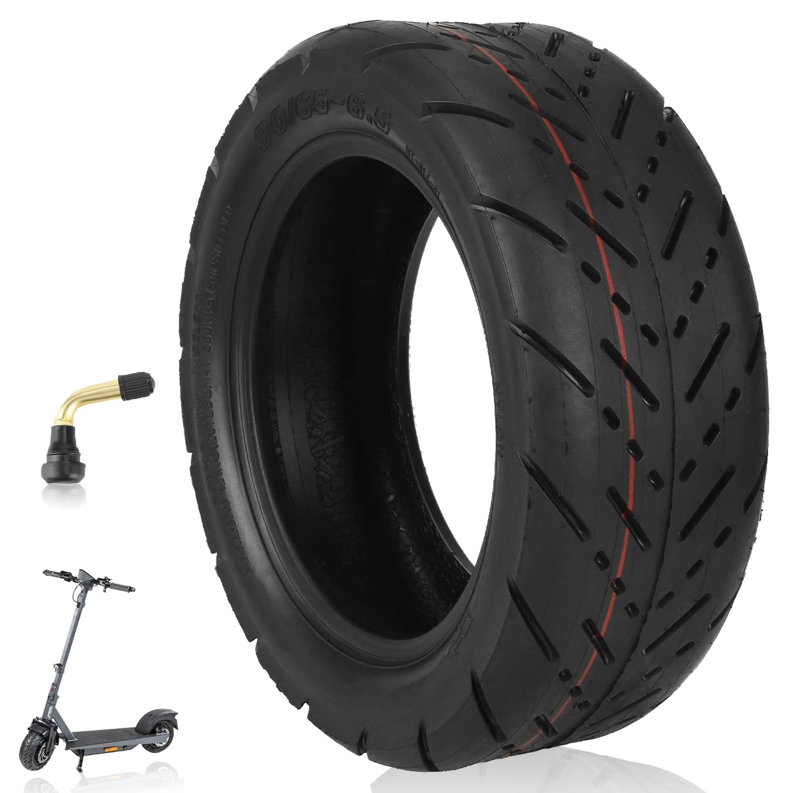 TREFAN Pneu Tubeless Épaissi de 11 Pouces 90/65-6,5, Pneu de Remplacement Antidérapant et Durable pour Urban Glide, IO Hawk Elite X, Dualtron Thunder Trottinette Électrique (Pneus Tubeless pour Vélo