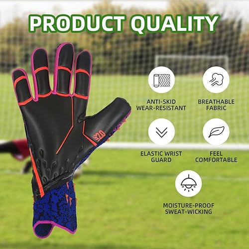 Miniatura 2 de Scott Edward Guantes de portero de fútbol para niños y adultos, kit de portero de fútbol premium, súper agarre y protección, talla 678910