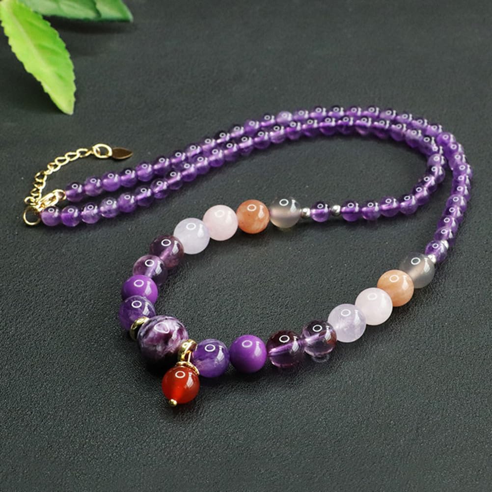 Collar con Colgante de Amatista Natural para Mujer, joyería de Cristal Morado auténtico con Cadena Ajustable, Embalaje Sencillo y Elegante