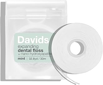 Expanding Dental Floss + Refill w/Hydroxyapatite, No Break Woven Strands, Waxed, Vegan, Cocoa Butter & Mint, Kid Friendly, Refillable Dispenser, 66 yd