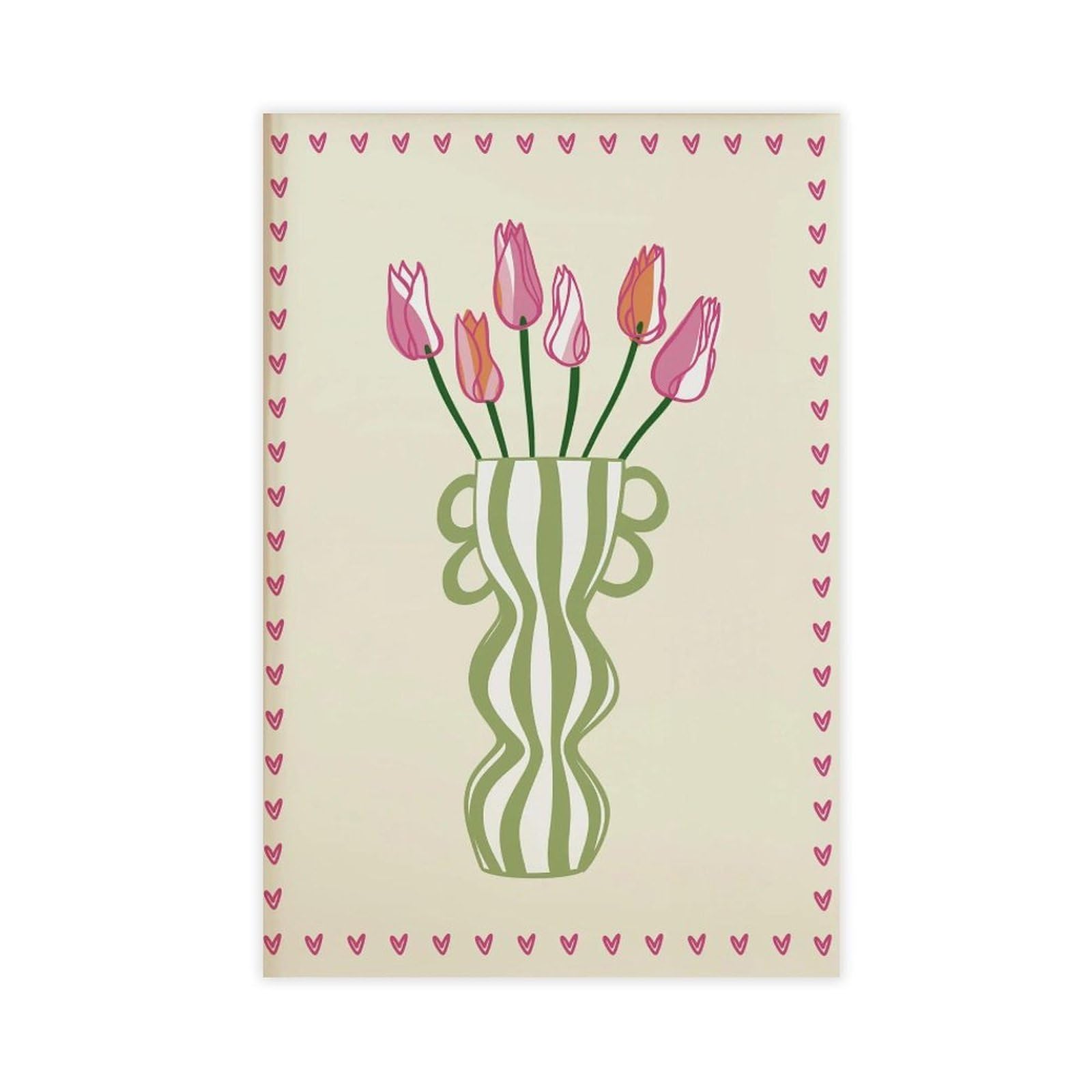 Bareronor Tulip Flower Vase Art Canvas Poster Bedroom Decor Landscape Office Room Decor Gift 16" L X 24" W