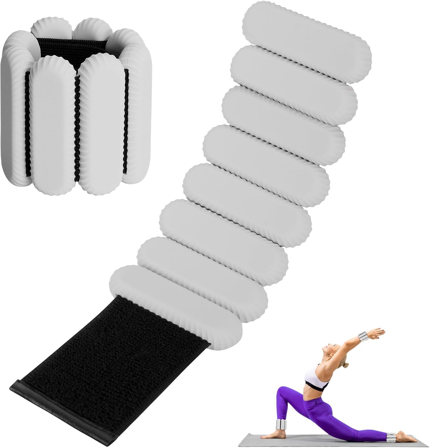 2 PCS Adjustable Wrist Weights Ankle Weights Set for Exercise Walking Jogging Yoga Aerobics Pilates Weight-Bearing Bracelet Fitness Wristband (Grey, 2lbs/each)