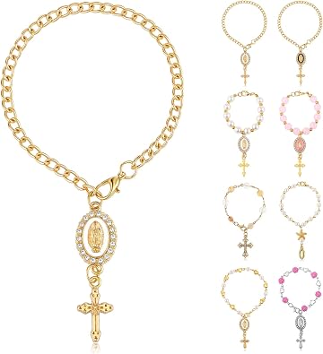 Huquary Steering Wheel Rosary Charm Accessory Cross Pendant Car Decor Rearview Mirror Car Rosary for Automotive Protection Charm Decor