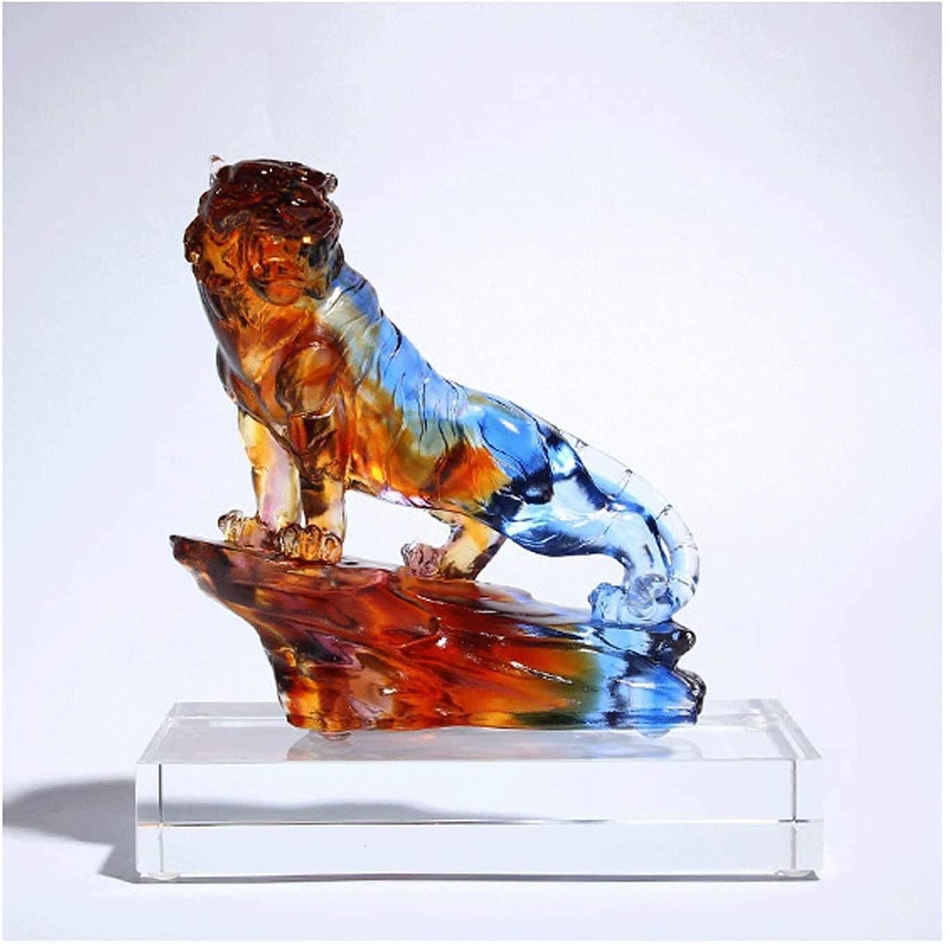 Amazon.co.jp: 彫刻の置物ガラスの虎の置物-収集可能な動物の芸術の