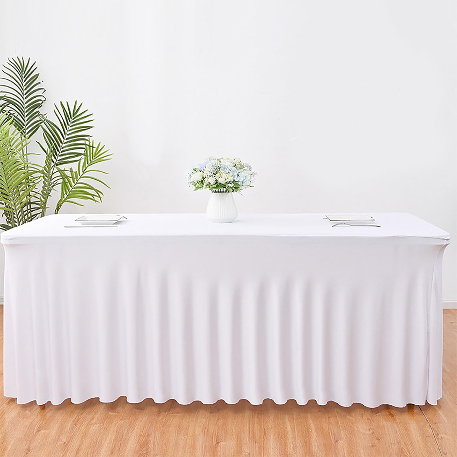 Jupe de Table Polyester, Nappes Extensibles pour Tables Rectangulaires 6ft, avec Élastique, pour Mariage, Fête, Banquet, Événement, Buffet, Réception(Golden yellow,120x60x76cm/47.2x23.6x29.9in)