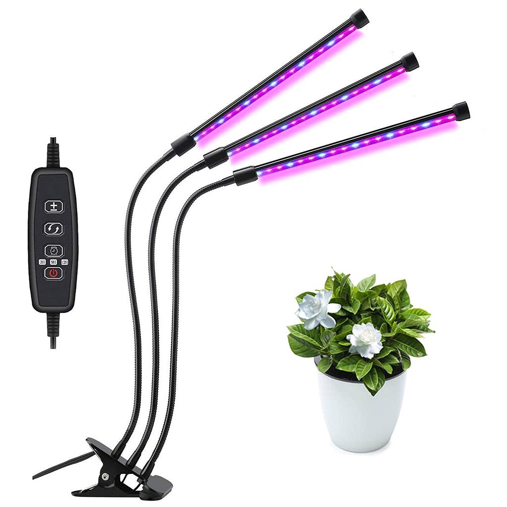 Luz de Planta LED de Espectro Completo, Grow Light para Plantas de Interior, Temporizador 3/9 / 12H, 9 Nivel Regulable, Cuello de Cisne Ajustable, 3 Modos de Cambio