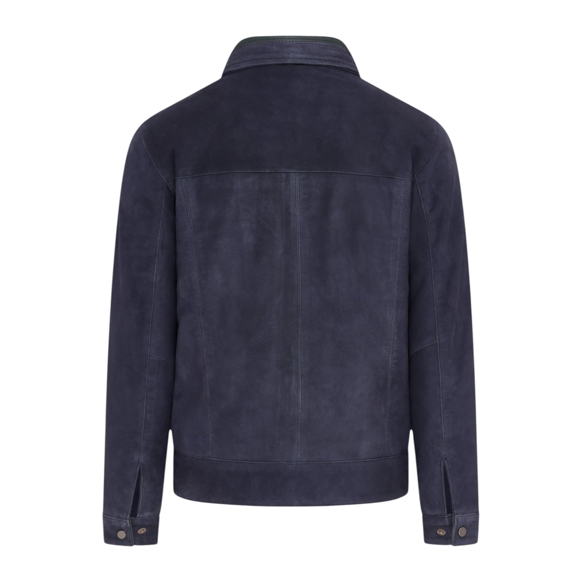Infinity Leather Chaqueta Harrington de cuero de cabra auténtico estilo motero, color azul marino retro, para hombre.