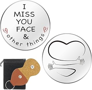 RAOSIME I Miss You Pocket Hug Token Gift,Long Distance Relationship Keepsake Stainless Steel Double Sided Pocket Hug Token with PU Leather Keychain Gift for Lover Grilfriend Wife