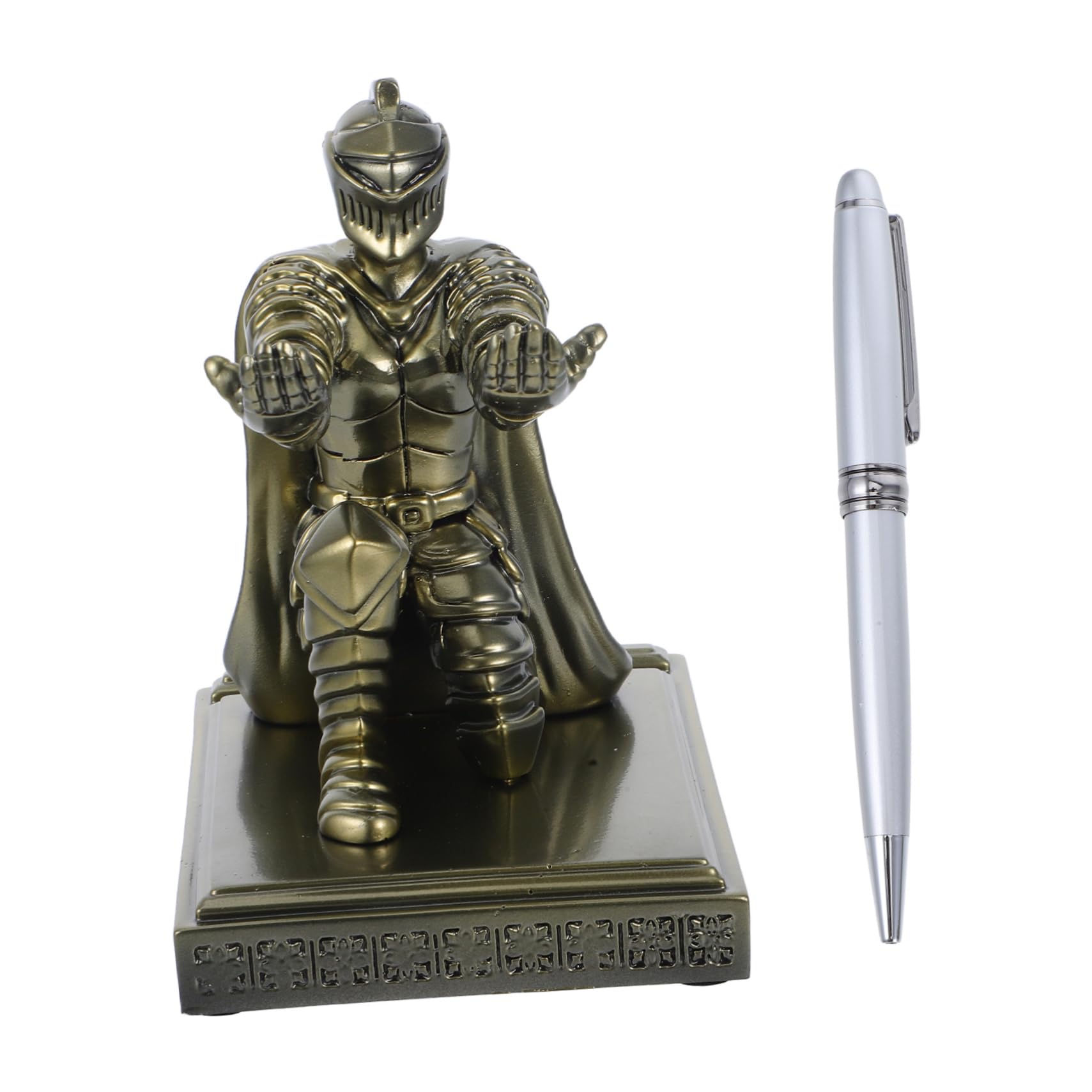 Portapenne Design Unico Retrò da Scrivania in Resina Cavaliere Medievale Base Stabile Accessori da Scrivania Multifunzionali e Decorativi per Ufficio e Casa