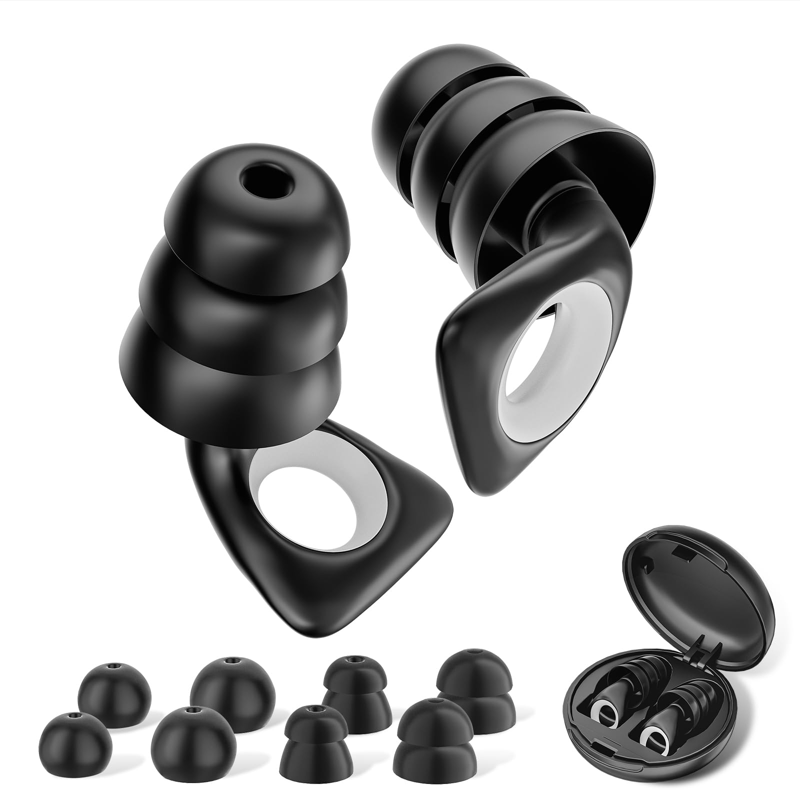 Dr.meter Ohrstöpsel zum Schlafen – Geräuschschutz 29dB SNR Noise Cancelling Komfort-Silikon Ohrstöpsel für Fokus, Reisen, Sensitivität Wiederverwendbar 10 Ohrstücken in 5 Größen (S, M, L, XL, XXL)