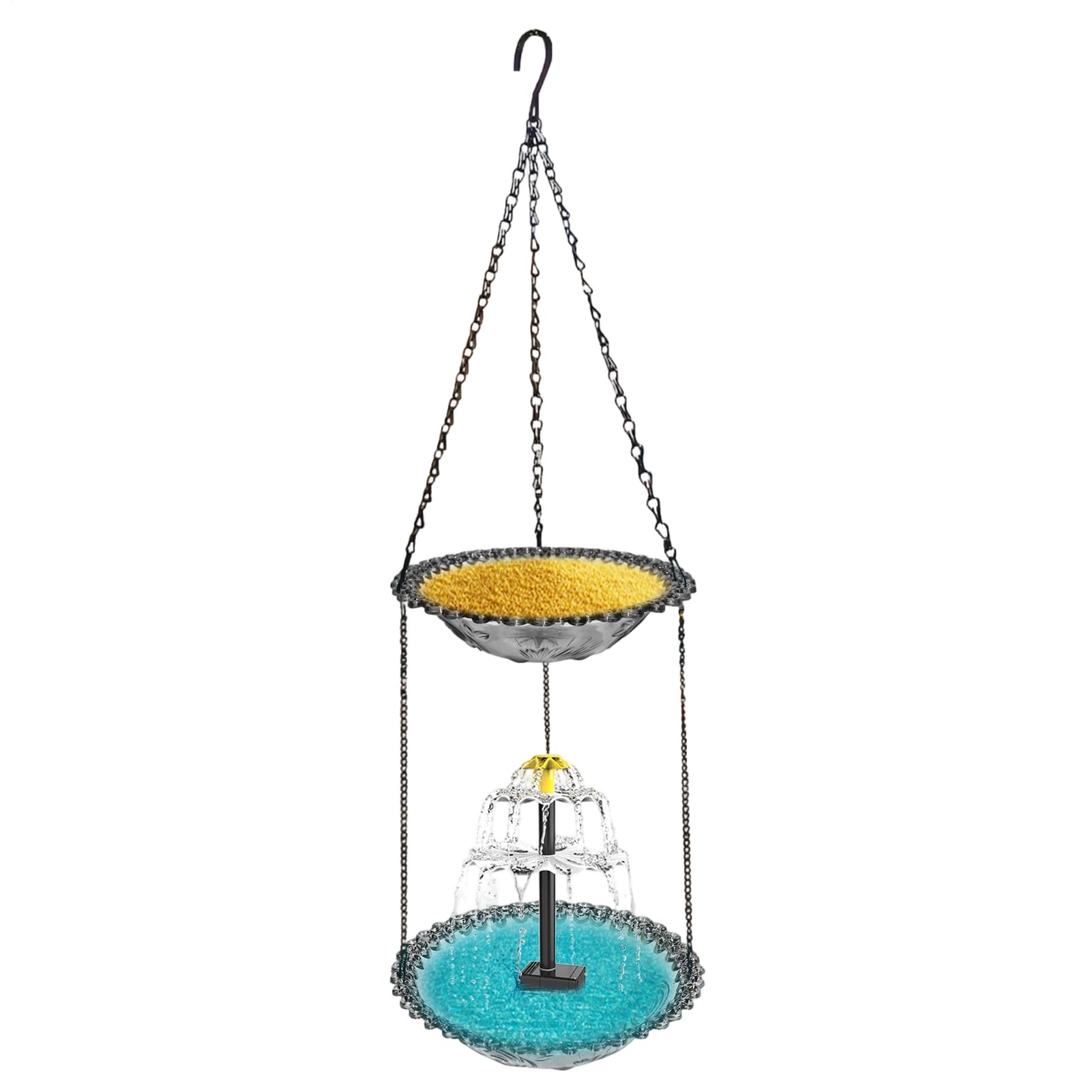 Abbeveratoio per uccelli da giardino con fontana, cascata artistica con | Fontana da bagno per uccelli selvatici per esterni, per pettirossi, terrazze, balconi, cortili, giardini