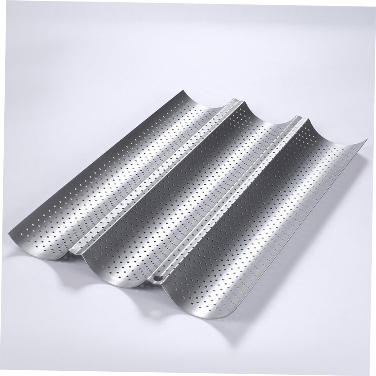 Molde para Baguette de Acero Inoxidable 2 Piezas, Plata | Perforado Reutilizable, Limpieza Sencilla y Uso Fácil, para Panadería y Repostería Profesional