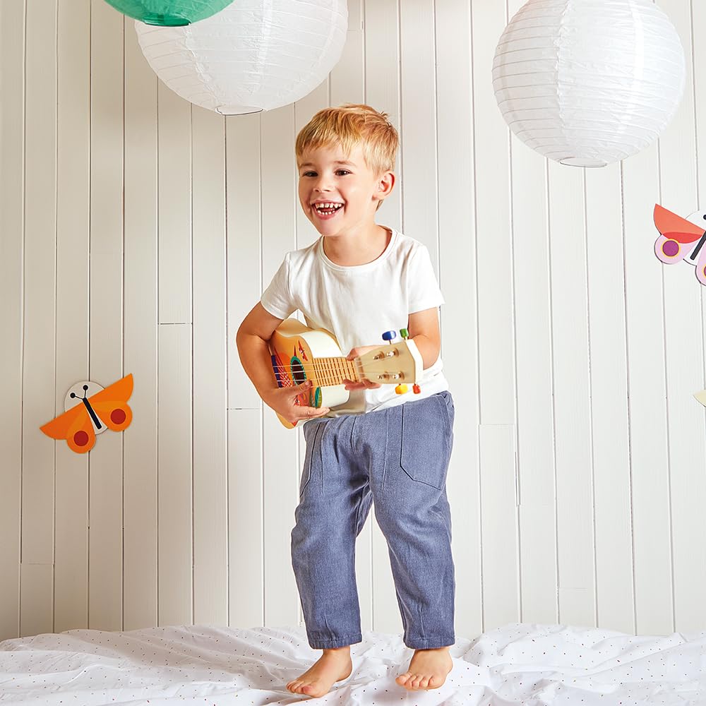 Janod - Ukelele de Madera Gioia - Instrumento Musical Infantil - Juguete de Imitación y Estímulo Musical - Pintura al Agua - A Partir de 3 Años, J07652
