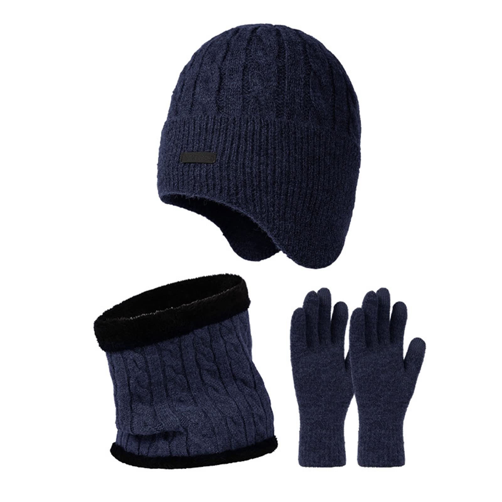 Gorro térmico Conjunto de Guantes y Gorro Invierno, Mezcla Lana con Forro Polar Pantalla táctil, Multicolor, 1 Unidad