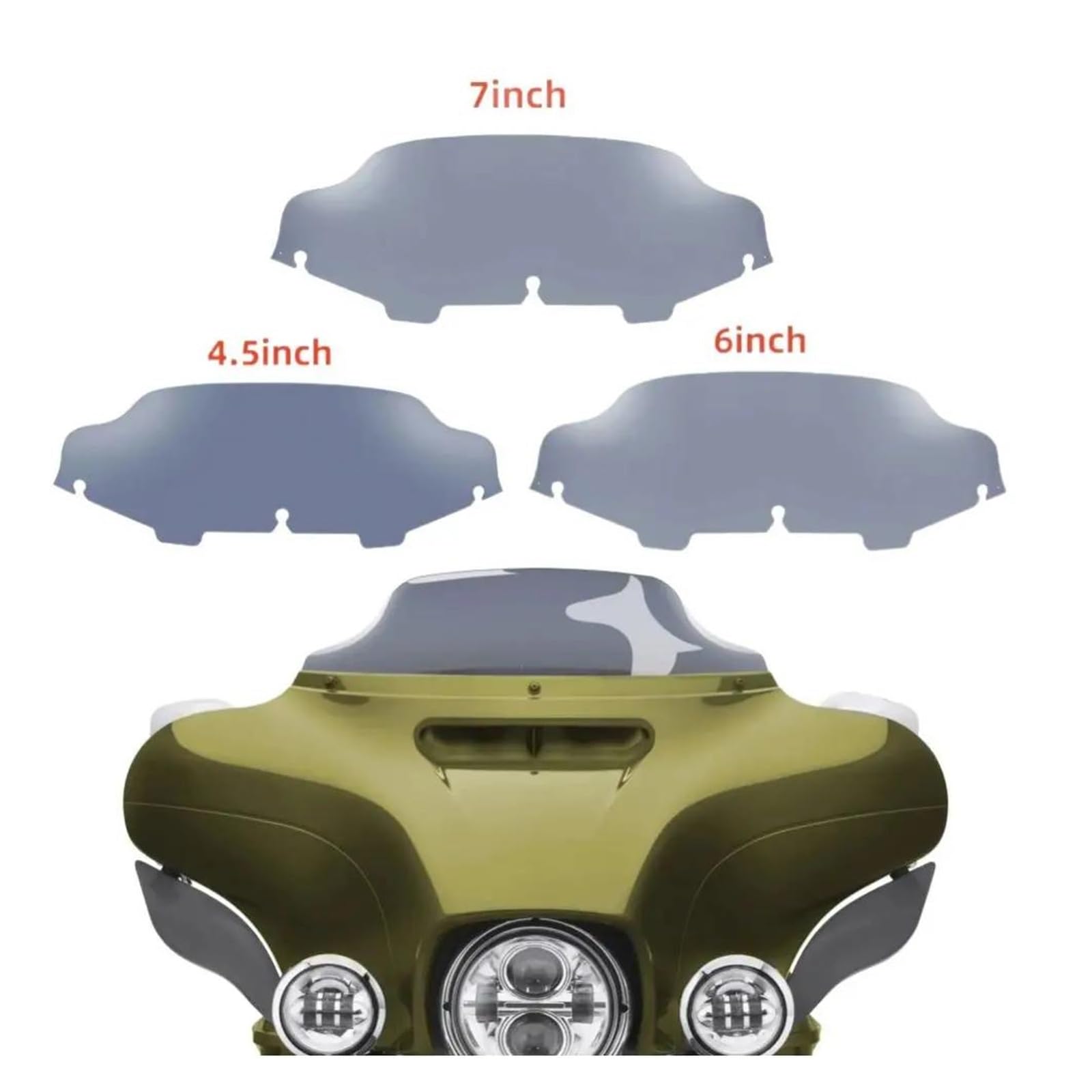 Parabrezza Moto Spoiler Per Electra Per Street Per Glide Per Touring Per Ultra Limited 1996-2013 Parabrezza Carenatura Copertura Del Parabrezza 4.5'' 6" 7'' Parabrezza Moto Deflettore(Tea 4.5inch)